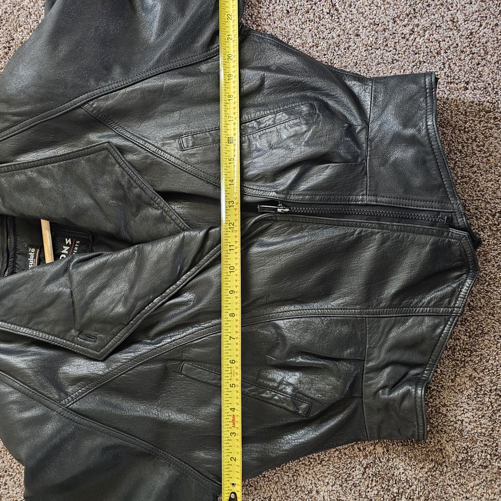 Wilson VTG Women's Black Leather Biker Cropped Bomber Jacket 80s Style - Picture 8 of 12